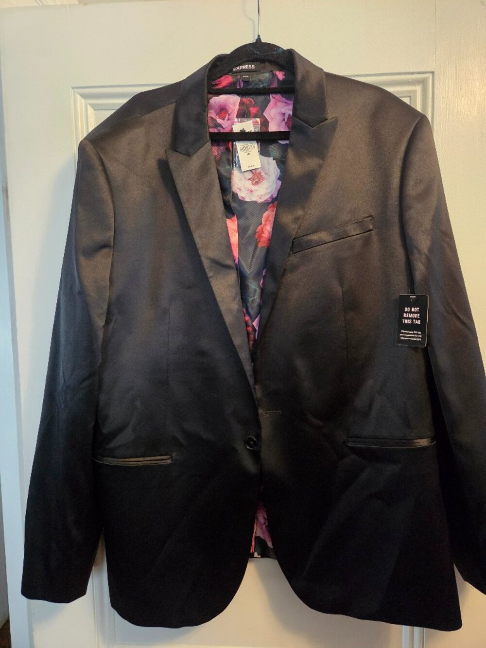 Express Men's Satin Blazer, Black, Size 46R